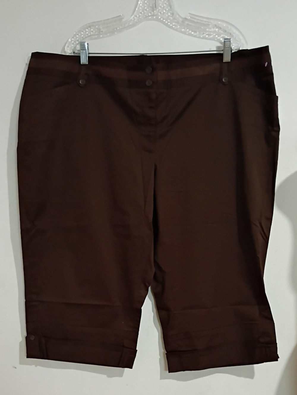 Apostrophe Dark Brown Capri Pants with Cuffed Hem